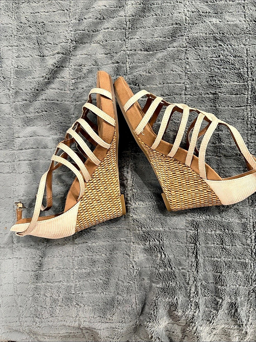 Aerosoles Strappy Wedge Sandals in Beige & Brown